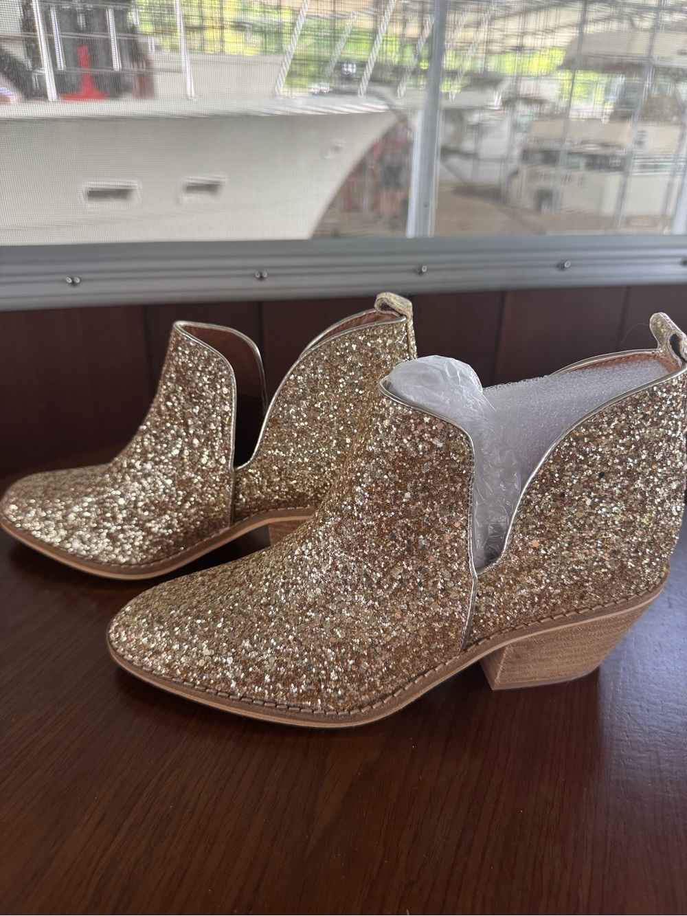 Corkys Glitter Gold Ankle Booties